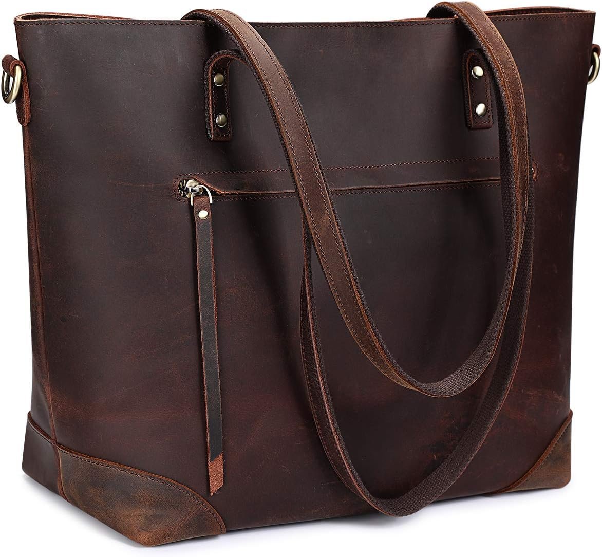 Vintage genuine leather Women shoulder tote